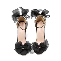 Fashion Women Peep-Toe Sandals Bow Stilettos Shoes Women New 2023 Summer Black White Wedding Elegant High Heel Sandals WSH4435