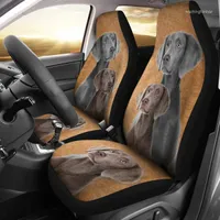 Cubiertas de asiento de automóvil lindo weimaraner estampado para perros 2pcs accesorios de interiores de patrón impreso se adapta a la mayoría