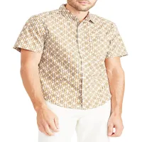 Chemise boutonnée décontractée à coupe régulière pour homme avec manches courtes
