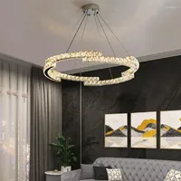 Ljuskronor nordisk kristalltak ljuskrona för vardagsrum sovrum restaurang kreativt rostfritt stål spegel led inomhusbelysning