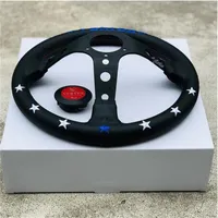 VERTEX 330mm jdm Racing Black Genuine Leather Drift Steering Wheel 7 stars