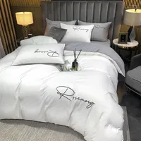 Juegos de cama de lecho nórdico set de bordado sencillo reina king 220x240 cubiertas de edificio sólido sólido sábana ropa de cama de almohada