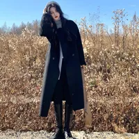 Vestes pour femmes The Spring Of 2023 Han Edition Senior Feeling Relaxed Ms Long Sleeve In Thin Double-face Cloth Coat