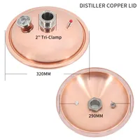 Bar HOOLOO Copper 2" TriClamp Distiller Lid 320mm Diameter High Quality