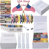 USA Stock 1.0ml CAKE Atomizers WHite Full Glass 510 Thread Ceramic Coil Disposable Vape pens Cartridges Package E Ciagrettes With Box Package Vaporizers