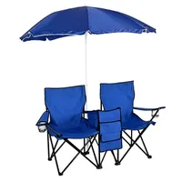 Chaise de camping de plage de refroidisseur de table de parapluie de chaise pliante portative double