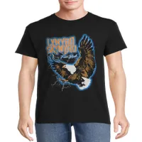 Big Men Is Free Bird Eagle Graphic Print Band T-shirt, rozmiary S-3xl