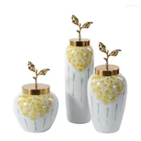 花瓶中国風の牡丹セラミック花瓶貯蔵タンクモダンなリビングルームモデルの学習装飾