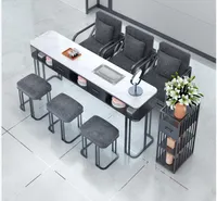 Ногтевые столы и стул Set Light Luxury Fashion Glass Table and Set Set Single Double Three Net Red Sun Style