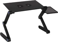 Opvouwbare aluminium laptop bureau verstelbare draagbare tafelstandaard met 2 CPU -koelventilatoren en muiskussen