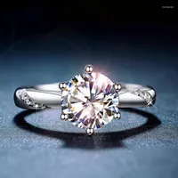 Cluster-Ringe Klassischer 925er Sterlingsilber-Moissanite-Ring 1 Karat IJ-Farblabor-Diamant-Schmuck Einfacher Stil Jubiläum