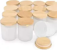 6oz Sublimation Blanks class Candle Jar with Bamboo Lids Sublimation Glass Beer Occs لصنع شمعة علب شمعة حاويات الشمعة DIY FY5724 BB0506