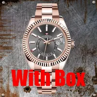 Mens Watch Designer Watches Yüksek kaliteli gökyüzü otomatik mekanik 2813 hareket saatleri kutu paslanmaz çelik ışıltı moda iş su geçirmez kol saati