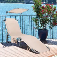 Costway foldble lounge stol justerbar utomhus strand uteplats pool returer w sol skugga