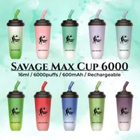 Cup Savage Max d'origine 6000 Vapes Derbanable Puff E Cigarette 16ML POD PRÉFULT 6000PUFSS 600MAH BATTERIE DE VAPE DE VAPE RECHACT