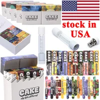 STOCK IN USA 1ml Cake Vape Cartridges Packagings Full Glass Atomizers Ceramic Coil Carts Oil E Cigarettes Vape Pen 510 Thread Cartridge Empty Wax Atomizer