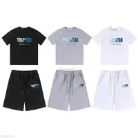 Designer Fashion Clothing Tshirt Tees Trapstar White Blue Towel Embroidered Short Sleeve Shorts Set Loose Relaxed Trendy High Street Tshirt Luxury Casual Cotton St
