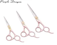 Barber professionele schaar Purple Dragon 55quot 6quot 7quot Japan Steel Cutting Hairdressing Dunning Shears Rose Gold 916955661