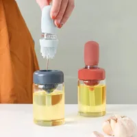 Bärbar oljesås krydda flaskoljedispenser med silikonborste för matlagning bakning BBQ smaksättning kök mat klass olja kan