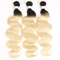 T1B 613 Ombre blond haarbundel 8inch30inch donkere wortels met 613 Body Wave Hair Weave Braziliaans Remy Human Hair