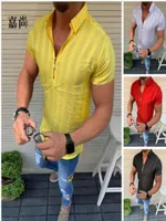 2020 verano hombres camisetas casuales moda hawaiana raya manga corta playa vacaciones Floral Streetwear cuello en V cremallera camiseta 1451975