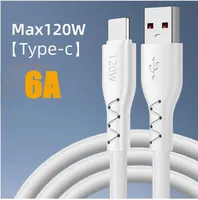 6A USB Typ Cable Micro Data Kabel 1m 3 stóp Szybkie sznurka Super Szybka Ładowarka Adapter PD 120W Max PD dla Huawei Xiaomi Samsung w torbie Opp