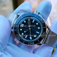 Super Watches 42 мм VSF 60 -й годовщины Мужчина Автомат Cal.8806 Движение Смотри 007 James Bond Blue Dial.