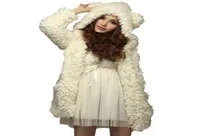Automne hiver femmes chaud fourrure manteaux mode mignon ours oreille en peluche épais à capuche noir blanc manteau vestes vêtements d'extérieur 6Q24583463198
