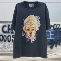 Дизайнерская модная одежда футболка футболка американские галереи депрессии вымыты изношенные богиня портрет Принт с ограниченной тройникой с коротким рукавом