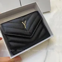 Designer plånböcker Mini Short Wallet Square Real Leather Cowhide Card Holder Luxury Foldbar Coin Purse Clutch Påsar för kvinnor