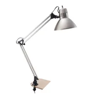 Lámpara de escritorio con brazo oscilante LED de níquel cepillado de 34 pulgadas con abrazadera