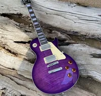 Purple Bursting Electric Guitar Flame Maple Top Chrome Plated Hardware