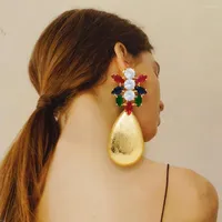 Dange oorbellen mode sieraden grote drop oorr earring bohemia gekleurde steen koper hangende lange Afrikaanse trouwfeest accessoires