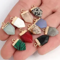 Charms 1 stcs 19x10mm Natuurlijke steen opaal kristal agaat Pentagon Pendant kleurrijk voor justy maken diy armband ketting oorbellen