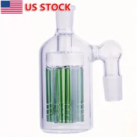 90° 14mm Clear Green Tire Style Hookah Ash Catcher heady glass dab rigs Bong glass water pipe Smoking tool
