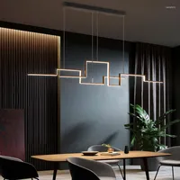 Kroonluchters moderne zwarte geometrie led kroonluchter verlichting woonkamer eetkamer decor lamp bar kantoor hanglights luminaire
