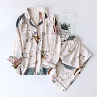 L Size Suit Women s Long Pyjamas Summer Spring Print Casual New Style