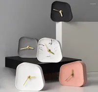 Relojes de mesa, accesorios de decoración nórdica para el hogar, reloj de cemento con forma geométrica, escritorio silencioso de hormigón, escritorio pequeño 9086987
