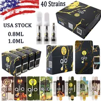 USA Stock New Glo Extrakt Vape Cartridges Atomizer 0,8 ml 1,0 ml tom patronförpackning E -cigaretter vagnar olja dab pen förångare engångsstartpaket