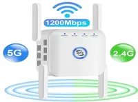 Routery 5G WIFI Extender Wireless Repeater 1200ms Router Booster 24G Długia zasięg WI FI Wzmacniacz sygnału 2211036101748