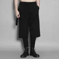 Men's Pants Fall Wear British Personality Belt Stitching Niche Design Casual Trend Fake Two-piece Men&#039;s Nine-point Trousers