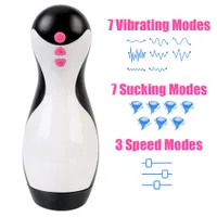 Sexy Socks Penis Glans Massager Heating Mouth Sucking Vibrator Male Masturbation Cup Sex Toys for Men 3 Speeds 7 Modes