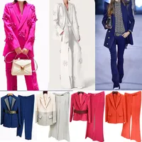 Womens Suits & Blazers Sets Spring Autumn Winter Casual Slim Woman Jackets Fashion Lady Office Suit Pockets Business Notched Coat 19 Colors Options S-XL