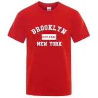 Brooklyn Est 1631 New York Lettera Stampa T-Shirt Uomo Casual Allentato T-Shirt Estate Cotone Top Moda Traspirante