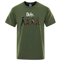 Roligt Depps Street Printing T-shirt för män Summer Bomull Kort ärmar Löst överdimensionerad t-shirt mode avslappnad