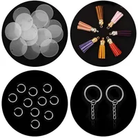 20Pcs Acrylic Transparent Circle Discs Key Chains Round Acrylic Keychain Blanks Tassel Pendant Keyring Jewelry Making1238T