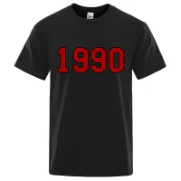 1990 Personality Street City Letter T Shirts 남자 패션면 셔츠 느슨한 여름 통기성 티 의류