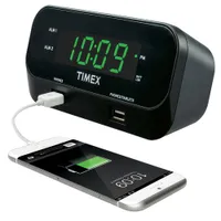 Timex dubbel väckarklocka med dubbel USB -laddning och extrem batterisäkerhet