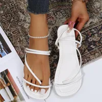 Sandals Women Flat Sole Pinch Toe Outdoors Slipper Fashion White Large Size Casual Shoes Sandalias De Mujer Elegantes