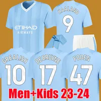 22 23 24 Mans Cidades Jerseys de futebol Haaland Alvarez 2023 2024 Camisa de futebol de Foden Grealish de Bruyne Bernardo Mahrez Rodrigo Manchesters Kits Kids Kits Kits